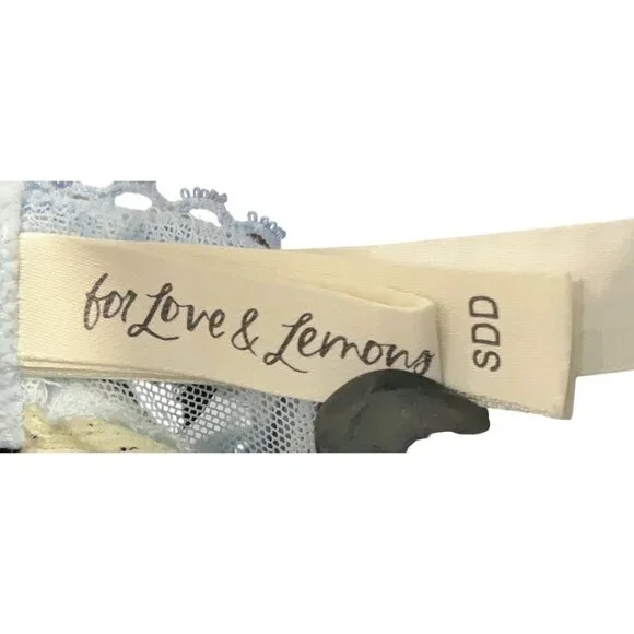 For Love & Lemons Blue Floral Embroidered Bustier Bralette Corset Top | Coquette - Picture 11 of 15